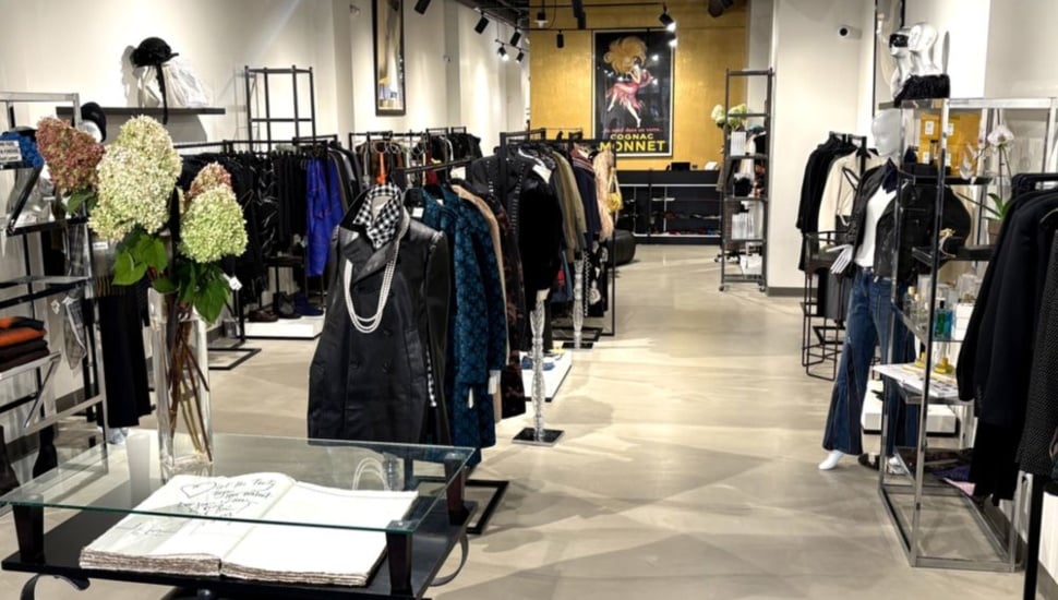 The inside of the Joan Shepp clothing store.