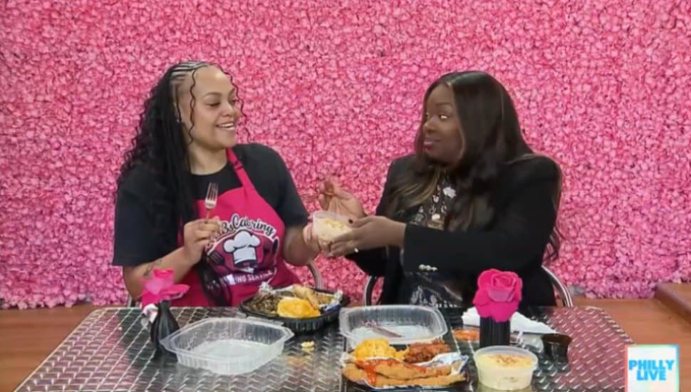 Topaz Bryant, owner of Mrs. B's Catering in Clifton Heights, shares some soul food entrees with NBC 10 correspondent Aunyea Lachelle.