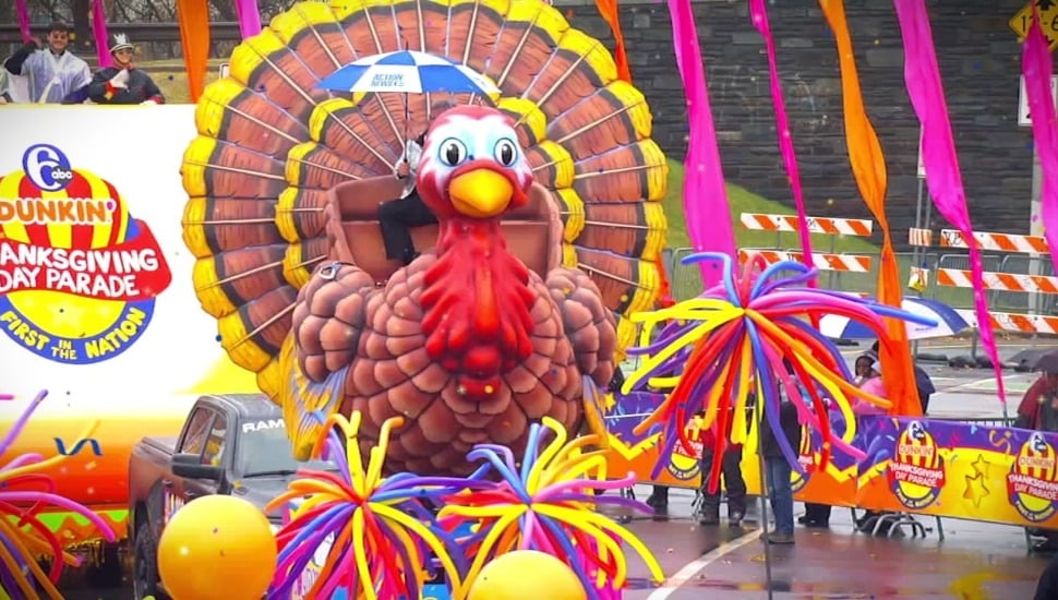 A Thanksgiving turkey float at the 6abc-Dunk' Thanksgiving Day Parade.