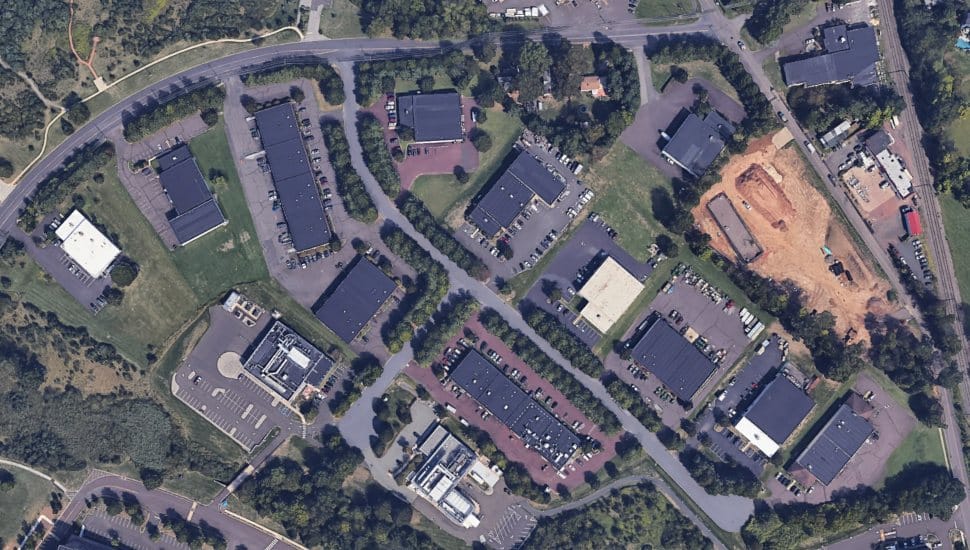 An aerial view of an industrial site in North Wales.