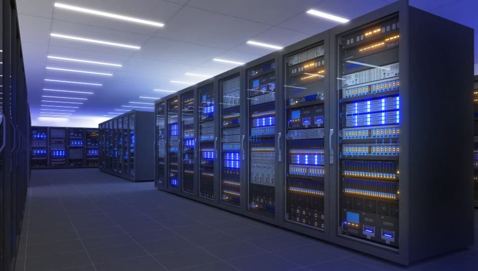 The inside of a data center.
