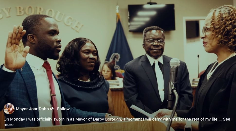 Joar F. K. Dahn is sworn in as mayor of Barby Borough.
