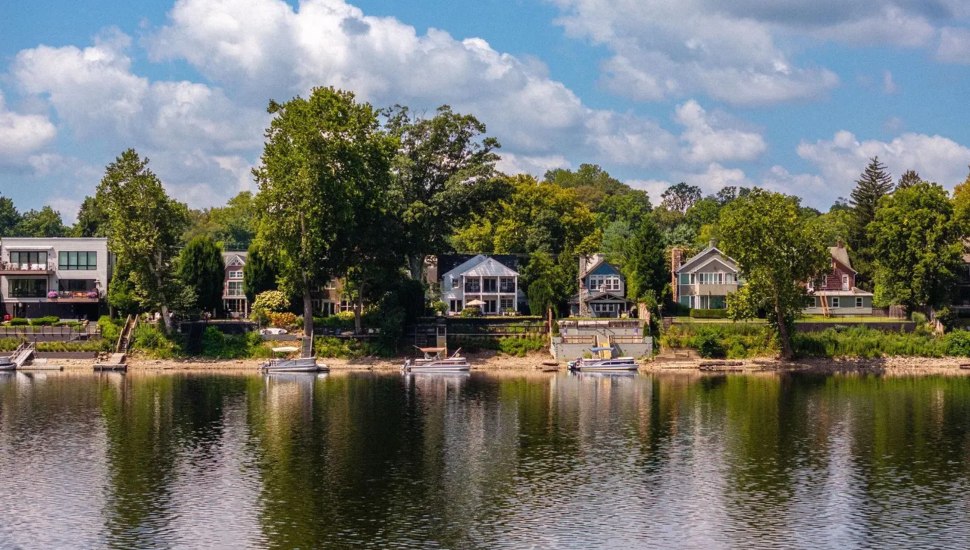 New Hope homes on the river.