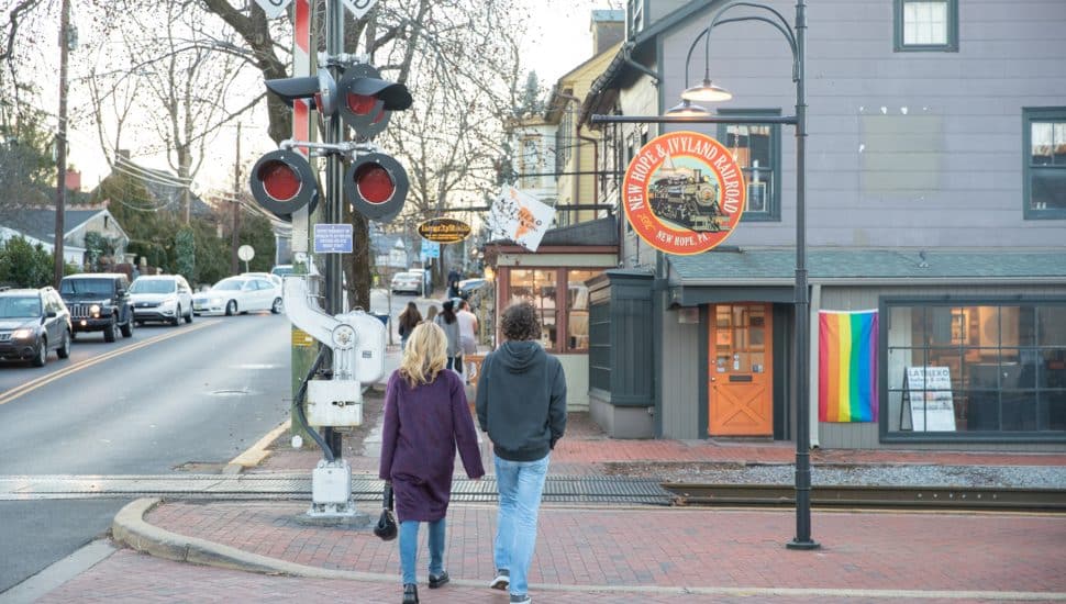 Walking the sidewalks of New Hope.