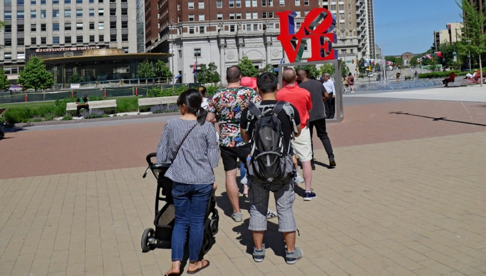 People touring Philadelphia.