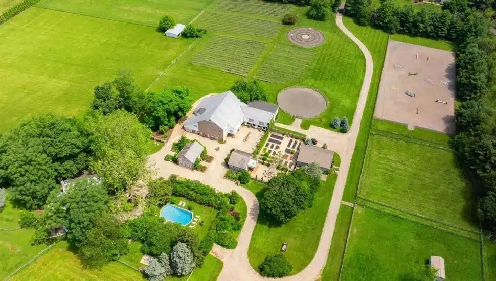 An aerial view of the Yolanda Hadid farm in New Hope.