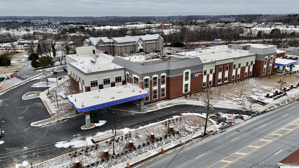 An aerial view of the Encompass Health Concordville rehabilitation hospital, scheduled to open in Glen Mills this May.