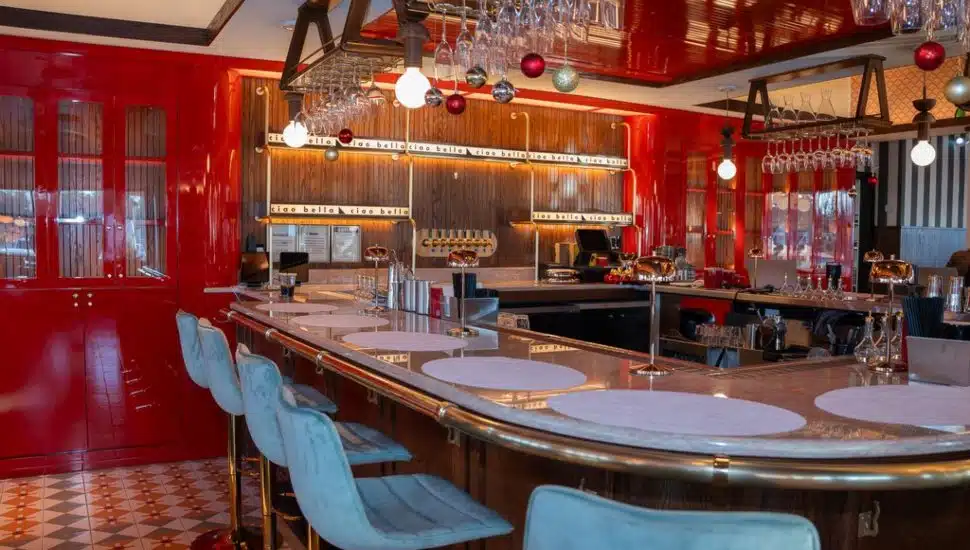 The interior of Test Rossa Italian restaurant.