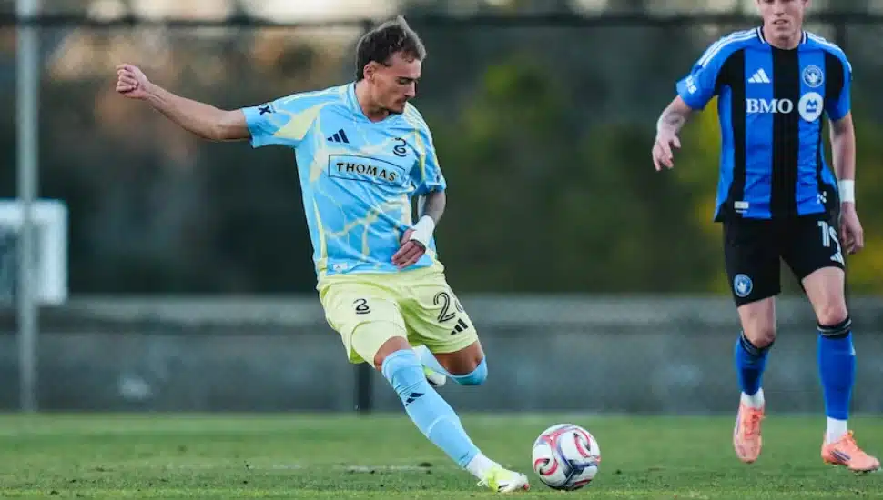 Agustín Anello on the ball during the Union's last preseason game against CF Montréal.
