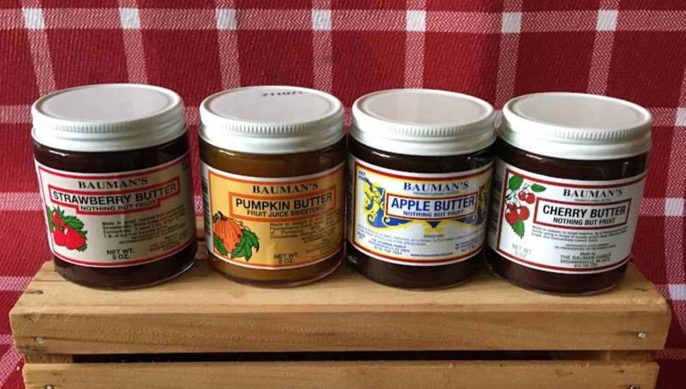 Jars of Bauman's Apple Butter.