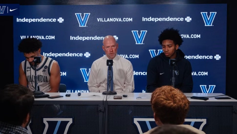 Kevin Willard speaks at a postgame press conference Feb. 4 after the Villanova vs. Seton Hall game.