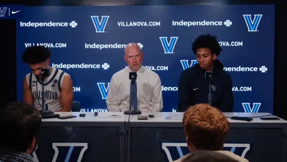 Kevin Willard speaks at a postgame press conference Feb. 4 after the Villanova vs. Seton Hall game.