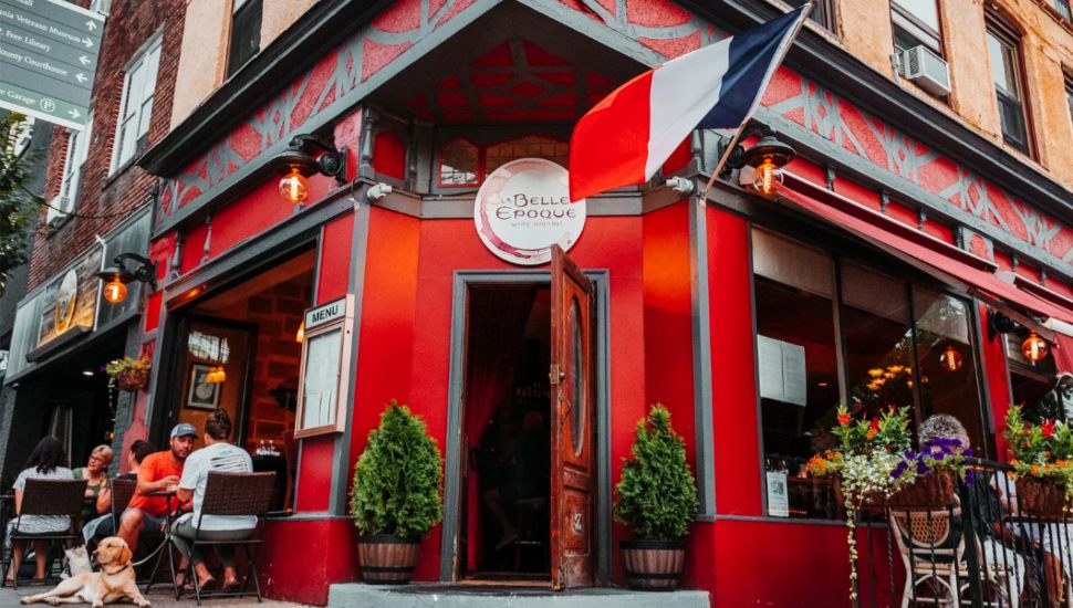 The outside entrance to La Belle Epoque restaurant in Media Borough.