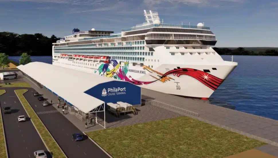 A rendering of the Norwegian Jewel and Philadelphia's new cruise terminal. Photo Credit: PhilaPort