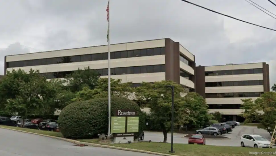 The two-building, 268,000-square-foot Rosetree office complex in Media.