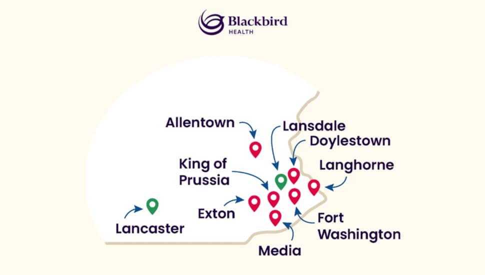 Graphic with mental health care clinic locations.