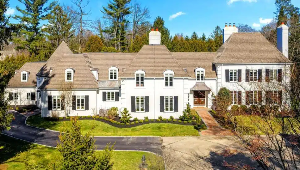 This seven-bedroom home in Villanova is for sale for .5 million and includes an indoor basketball court and a pub room.