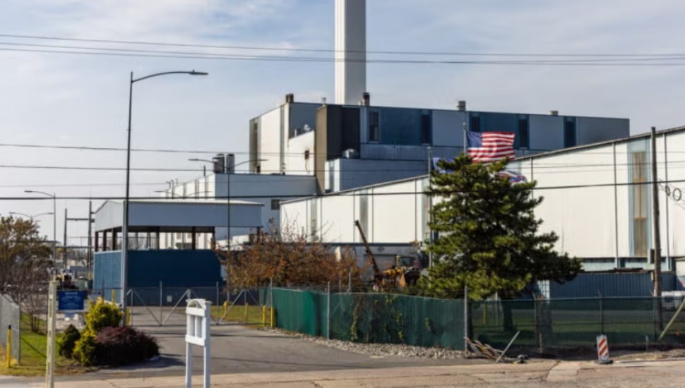 The trash incinerator formerly owned by Covanta, now known as Reworld, in Chester.