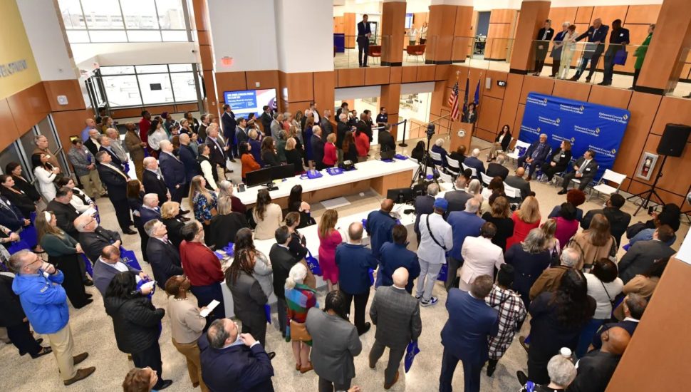DCCC President Dr. Marta Yera Cronin delivers remarks at the DCCC Southeast Center ribbon cutting.