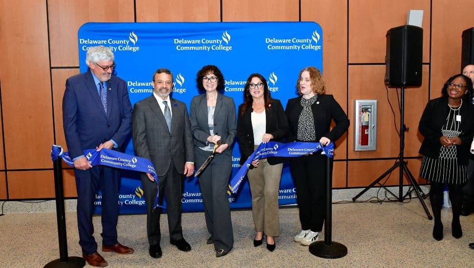 (L to R) State Sen. Tim Kearney, 26th District, Pennsylvania; Dr. David H. Grossman, Chair, DCCC Board of Trustees, DCCC President Dr. Marta Yera Cronin; U.S. Secretary of Labor Lori Chavez-DeRemer; State Rep. Heather Boyd.