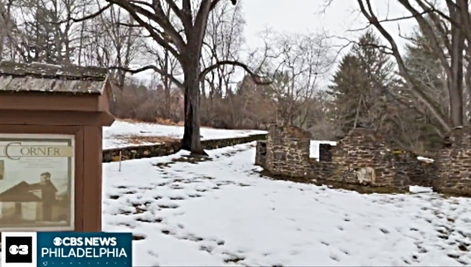 The stone foundation of Archie's Corner, a historic Black church in Chadds Ford founded in 189.