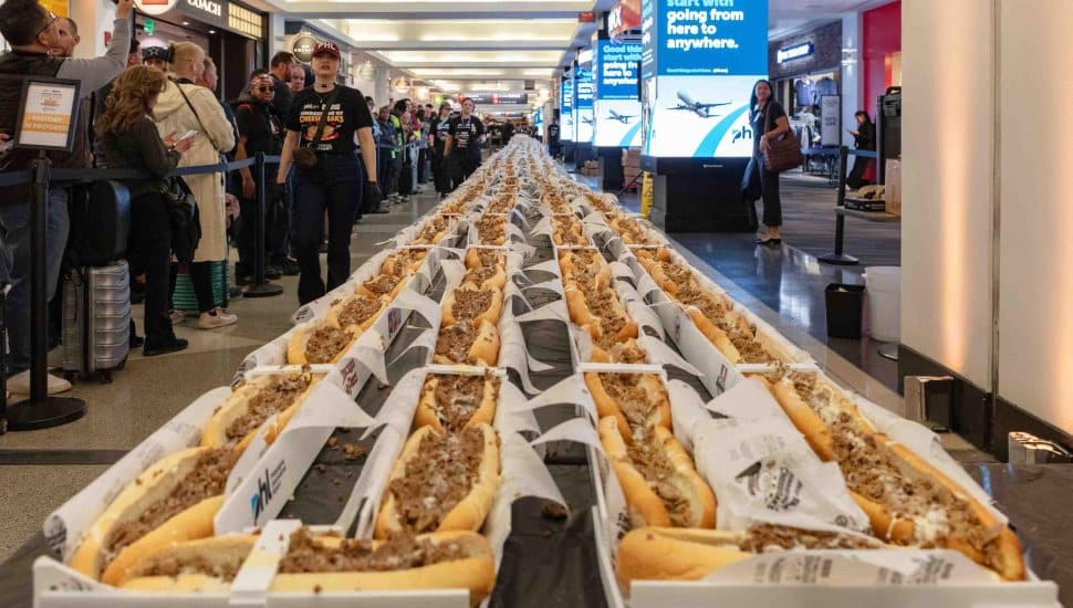 The Philadelphia International Airport's record-making cheesesteak line.