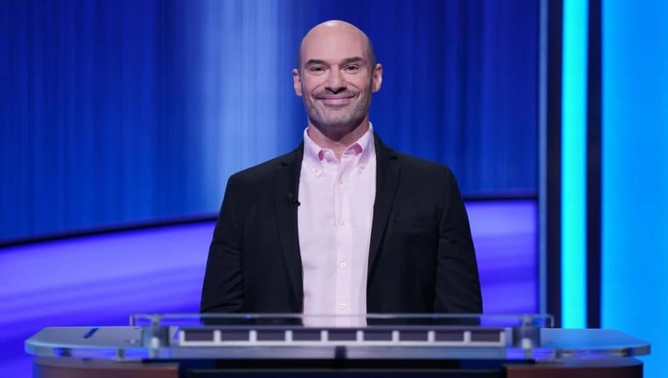 Greg Shahade on the Jeopardy! set.