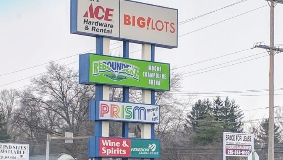 The marquee listing the stores at Lansdale's Hillcrest Shopping Center.
