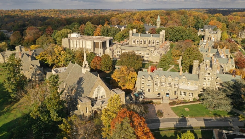 Aerial view of Bryn Mawr College.