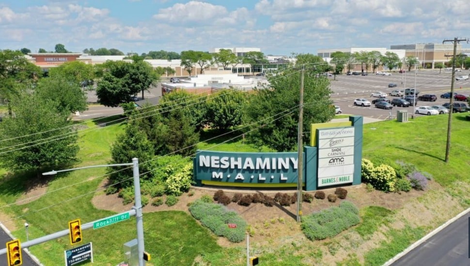 Neshaminy Mall at Route 1 and Bristol Road in Bensalem. The 91-acre property, sold in 2024 for $27.5 million, is being eyed for mixed-use redevelopment that could include housing, large-format retail, and walkable outdoor spaces.
