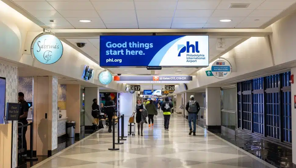 Hallway corridor at Philadelphia International Airport.