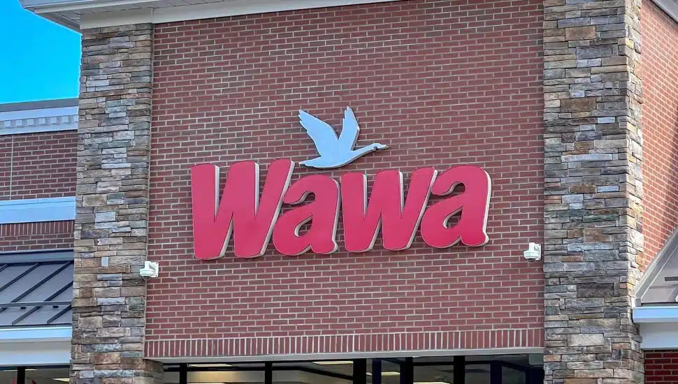 Wawa sign above the store's entrance.