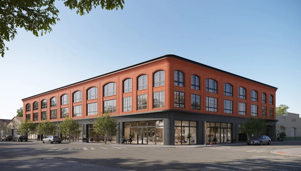 Architectural rendering of 1716 Frankford Ave. in Fishtown, a mixed-use development with ground-floor retail where Whole Foods Market has proposed a new store.