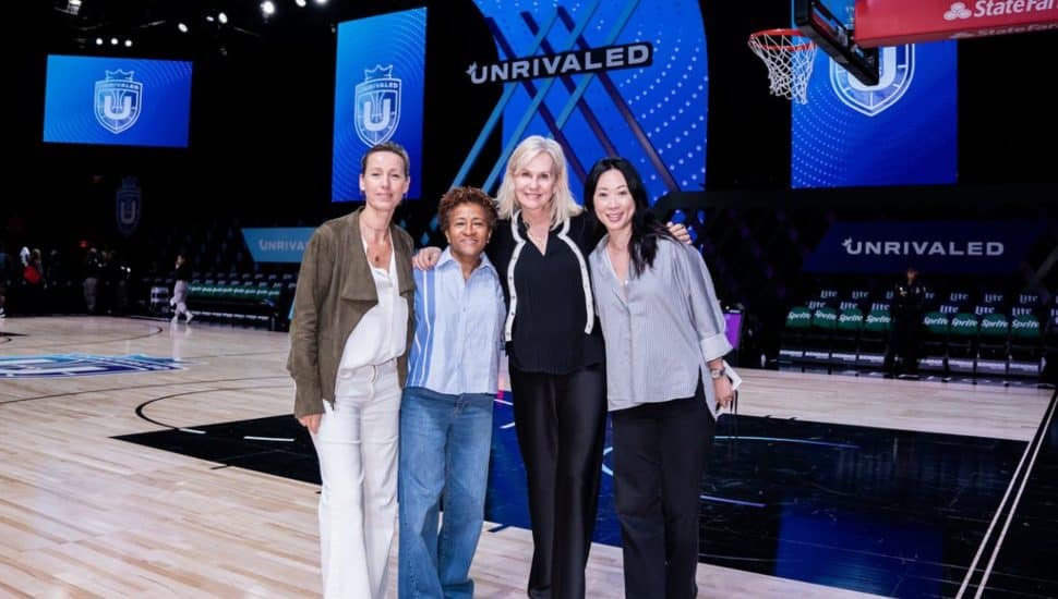 Alexandria Niedbalski-Sykes and Wanda Sykes with Unrivaled's MIcky Lawler and Alice Shing.