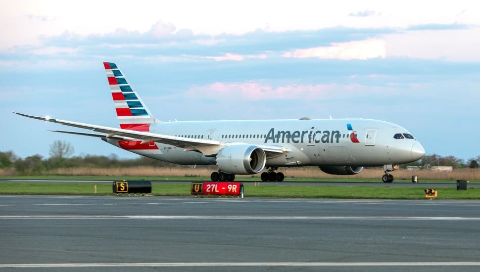American Airlines plane on the runway.